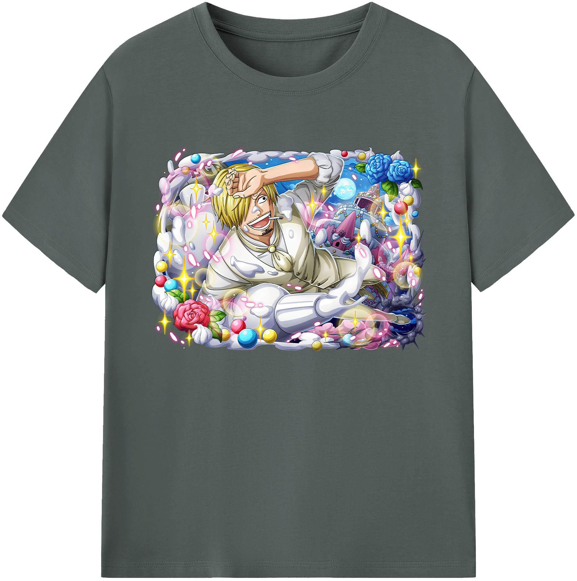 （画像用） ワンピース サンジ ONE PIECE Sanji 綿100％ メンズ半袖Tシャツ｜肌触りやわらか＆通気性